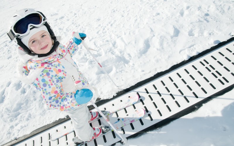 Skifahren lernen am Förderband